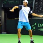 Feliciano López, entrenándose en Cluj.-