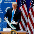 El presidente Trump, en un acto público en Washington-REUTERS