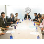 El líder del PP, Mariano Rajoy, al frente de una reciente reunión de su comité de dirección tras verse con Albert Rivera-EFE