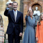 Felipe, Letizia, la princesa Leonor y la infanta Sofía, hoy a su llegada a Oviedo.-EFE / BALLESTEROS