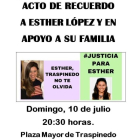 Cartel del acto convocado en recuerdo de Esther López. - E. M.