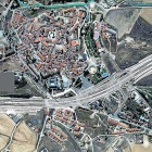 Infografía de los dos túneles que se habilitarán en el casco urbano de Simancas, destacados en gris.-M. FOMENTO