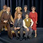 Los siete actores que pondrán en escena este fin de semana en el teatro Calderón ‘Nekrassov’, la única comedia de Sartre.-