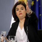 La vicepresidenta del Gobierno en funciones, tras el consejo de ministros.-JOSÉ LUIS ROCA