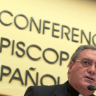 José María Gil Tamayo, en una de sus intervenciones como portavoz de laConferencia Episcopal.-ICAL