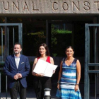 La portavoz nacional de Ciudadanos, Lorena Roldan, y los diputados Edmundo Bal y Sara Giménez, este miércoles en el Constitucional-EFE (PACO CAMPOS)
