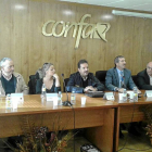 Laura del Palacio, Rafael Hernández, Eva Meneses, Pedro P. Rodríguez, Juan Saborido, Diego Díez y Avelino Fernández ayer en Ávila-A. García