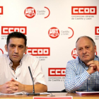 Los secretarios generales de CCOO Castilla y León, Vicente Andrés, y de UGT, Faustino Temprano, presentan las Marchas por las Pensiones.-ICAL