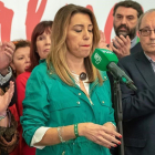 La candidata socialista, Susana Díaz, comparece ante la prensa tras conocer los resultados de las elecciones al Parlamento de Andalucía.-