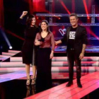 Marina Rojas en 'La voz', con Laura Pausini y Alejandro Sanz.-Foto: MEDIASET