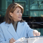 La ministra de Transportes, Movilidad y Agenda Urbana, Raquel Sánchez, durante su visita a Valladolid.- E. PRESS