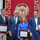 Gabriel Villamil, Jesús Julio Carnero, María Nieto y Roberto Gris ayer, en la entrega de los premios de periodismo.-EL MUNDO