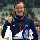 Katie Ledecky tras lograr su quinto oro en los mundiales de Kazán.-Foto: AFP