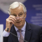 Michel Barnier, en su comparecencia ante el Comité de las Regiones, en Bruselas-EFE