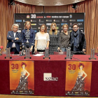 Emiliano Allende, Inmacula Toledano, Teresa López, Mar Sancho, Marta Larralde y Carlos Santos, ayer, en Madrid.-ICAL