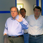 Juan Vicente Herrera, Pedro Viñarás y Alfonso Fernández Mañueco, en el momento de analizar la victoria del Partido Popular en las generales.-ICAL