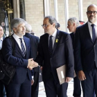 El president Torra, con el conseller Miquel Buch y el ministro de Interior, Grande-Marlaska.-RICARD CUGAT
