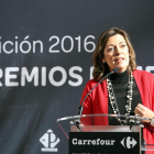 La consejera de Agricultura, Milagros Marcos, tras el acto de entrega de los Premios Pyme Carrefour Castilla y León-ICAL