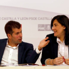 El secretario general del PSOE de Castilla y León, Luis Tudanca, y la secretaria de Organización, Ana Sánchez, durante la reunión del Consejo Territorial-Ical
