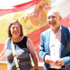 El presidente de la Diputación de Valladolid, Jesús Julio Carnero, visita la localidad de Mucientes junto a su alcaldesa, Emiliana Centeno Escudero, en su primer viaje institucional desde que tomó posesión de su cargo-Ical