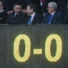 El 0-0 se refleja en el marcador por debajo del palco con el presidente Josep Maria Bartomeu.-JORDI COTRINA