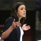 Irene Montero defendió la moción de censura contra Rajoy.-