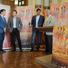 El concejal de Participación Ciudadana, Juventud y Deportes, Alberto Bustos; el director General de Deportes de la Junta de Castilla y León, Alfonso Lahuerta, el presidente de la Real Federación Española de Gimnasia, Jesús Carballo, y el presidente de la-ICAL
