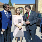 Germán Barrios, del Ces; el delegado Suárez-Quiñones, Ana Pastor y Alfonso Jiménez, este jueves en San Bernardo.-J. M. Lostau