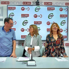Julio César Martín, Raquel Fernández y Ana Rosa Arribas antes de la rueda de prensa.-ICAL