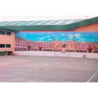 Patio de la prisión de Estremera (Madrid). Al fondo, el mural en cuya elaboración han trabajado los exconsellers Oriol Junqueras y Joaquim Forn.-EL PERIÓDICO