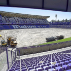 Imagen del estadio José Zorrilla ayer, con el césped levantado en plena obra de retirada.-T. SANCHO