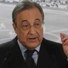 El presidente del Real Madrid Florentino Pérez, durante la comparecencia del pasado lunes.-AGUSTÍN CATALAN