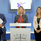 Alicia García, en el centro, flanqueada por Julio Gabriel Sanz y la directora general de la Mujer, Esperanza Vázquez.-ICAL