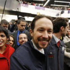 El secretario general de Podemos, Pablo Iglesias, a su llegada al mitin celebrado en el palacio de Congresos de Sevilla, este sábado.-Foto: MARCELO DEL POZO / REUTERS