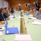 Aurelio González, Aurelio Pérez (Alianza UPA-COAG), Donaciano Dujo (ASAJA) y Jesús M. González Palacín (UCCL) en un Consejo Regional Agrario.-ICAL