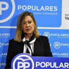 Pilar del Olmo durante su comparecencia en la sede municipal del PP.-E.M.