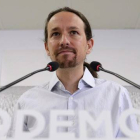 El secretario general de Podemos, Pablo Iglesias, este lunes, 28 de septiembre, en Madrid.-EFE / BALLESTEROS