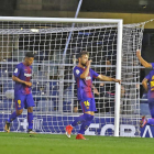 Jose se lleva el pulgar a la boca después de marcar el gol de la victoria del Barcelona B ante el Lorca.-LA LIGA