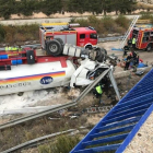 Imagen del accidente ocurrido en la N-122 a su paso por la localidad soriana de Langa de Duero-DIPUTACIÓN DE SORIA