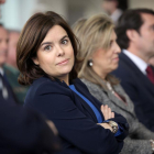 La vicepresidenta del Gobierno, Soraya Sáenz de Santamaría, durante la inauguración de la nueva sede de la Dirección Provincial de la Seguridad Social en Valladolid-ICAL