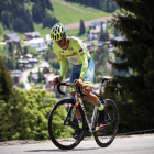 Alberto Contador, durante la dura etapa prólogo del Dauphiné 2016, tras el que se ha enfundado el jersey amarillo de líder.-AFP