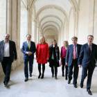 La consejera de Hacienda, Pilar del Olmo, inaugura la jornada 'Las sociedades de garantía como soporte para la financiación de las pymes'. Junto a ella, de izquierda a derecha, Carlos Aganzo, José Rolando Álvarez, Rosario Casero, Elena Martín, Ángel de la-Ical