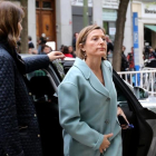 La presidenta del Parlament, Carme Forcadell, esta mañana a su llegada al Tribunal Supremo.-/ DAVID CASTRO