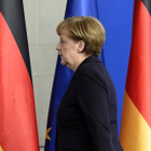 Angela Merkel tras la comparecencia.-Foto: TOBIAS SCHWARZ / AFP