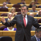 El presidente del Gobierno, Mariano Rajoy, en la sesión de control al Gobierno en el Senado.-DAVID CASTRO