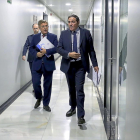 El consejero de Sanidad, Antonio Sáez Aguado, antes de la rueda de prensa.-ICAL