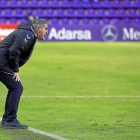 Paco Herrera da instrucciones durante el reciente partido frente al Tenerife.-P. REQUEJO