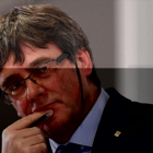 Puigdemont, durante el debate en la Universidad de Copenhague el 22 de enero.-/ AP / JONATHAN NACKSTRAND
