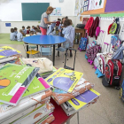 Alumnos de un colegio vallisoletano al comienzo del presente curso.-M. Á. Santos