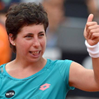 Carla Suárez celebra su victoria en el torneo de Roma, este sábado.-Foto: ETTORE FERRARI / EFE